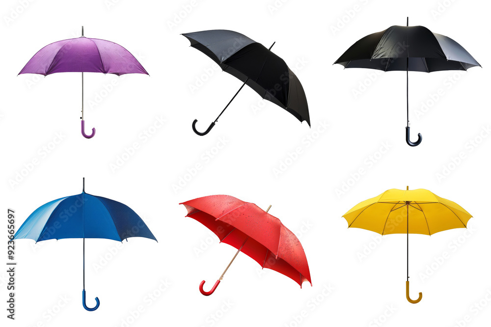 A Collection of Colorful Umbrellas on a White Background A Collection of Colorful Umbrellas on a White Background