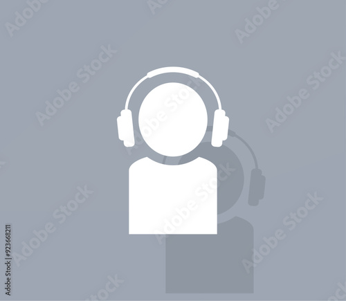 Vector icon of white color with shadow on gray background