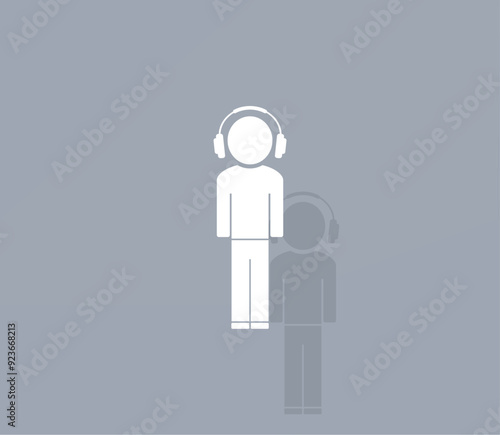 Vector icon of white color with shadow on gray background