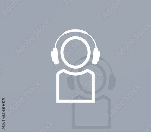 Vector icon of white color with shadow on gray background