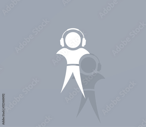 Vector icon of white color with shadow on gray background