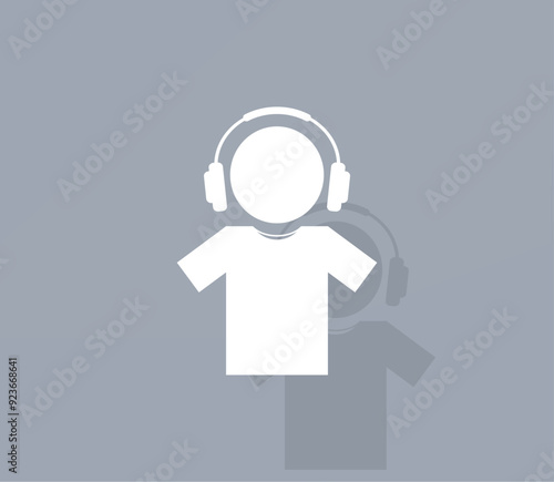 Vector icon of white color with shadow on gray background