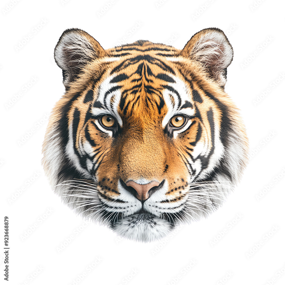 Obraz premium Majestic tiger head illustration showcasing the strength and beauty of this magnificent wild animal.