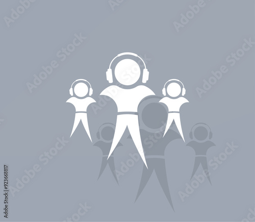 Vector icon of white color with shadow on gray background