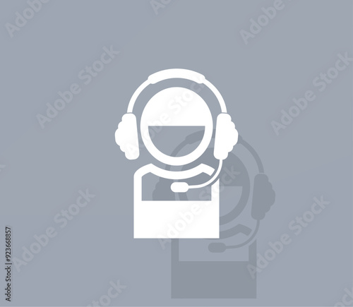Vector icon of white color with shadow on gray background