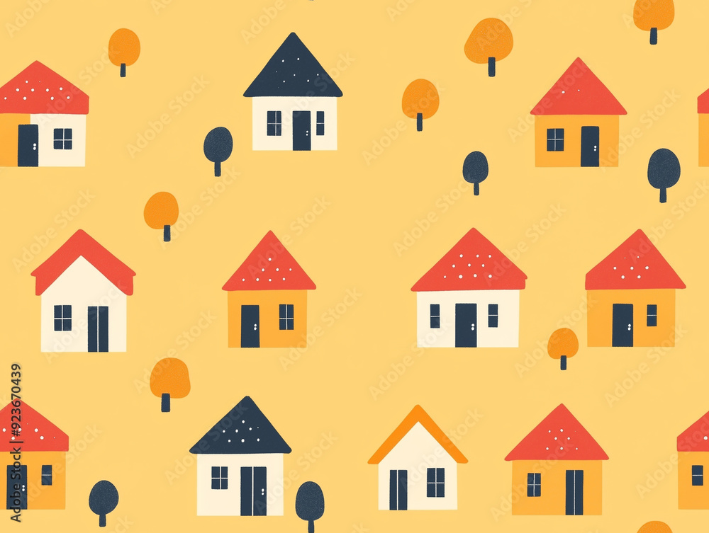 Regularly repeated shelter and home symbols forming a seamless pattern, seamless pattern Regularly repeated shelter and home symbols forming a seamless pattern, seamless pattern
