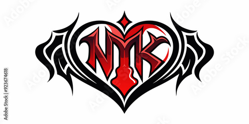 Heart tattoo Neo tribal set, gothic rock flame shape kit, vector u2k abstract love logo concept. Valentine punk retro sticker collection, neotribal web goth decoration. Stylised heart tattoo prints