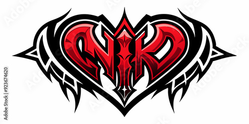 Heart tattoo Neo tribal set, gothic rock flame shape kit, vector u2k abstract love logo concept. Valentine punk retro sticker collection, neotribal web goth decoration. Stylised heart tattoo prints