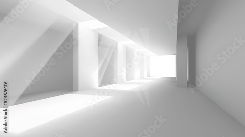 Wallpaper Mural The Captivating Grey White Perspective Geometric Lighting Background: A Visual Delight of Symmetry and Illumination. Torontodigital.ca