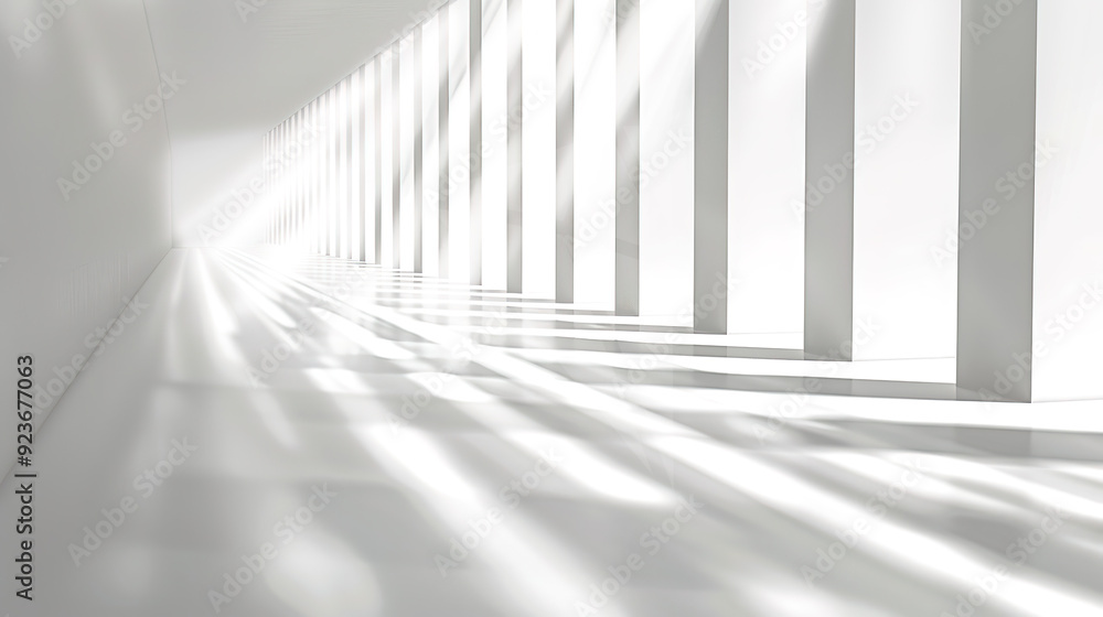 Obraz premium The Captivating Grey White Perspective Geometric Lighting Background: A Visual Delight of Symmetry and Illumination.