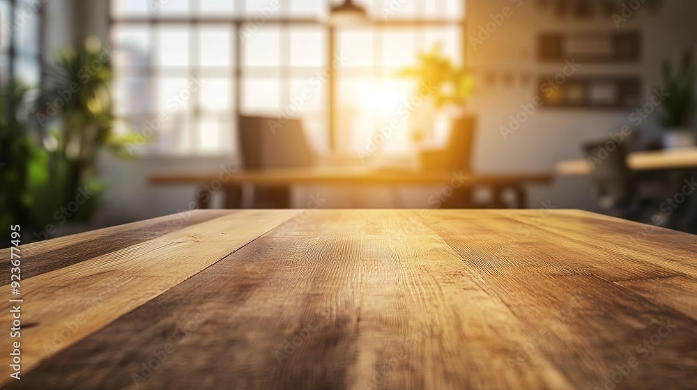 Table with a blurred office background, designed for effective advertising and presentations of business products. Generative ai Table with a blurred office background, designed for effective advertising and presentations of business products. Generative ai