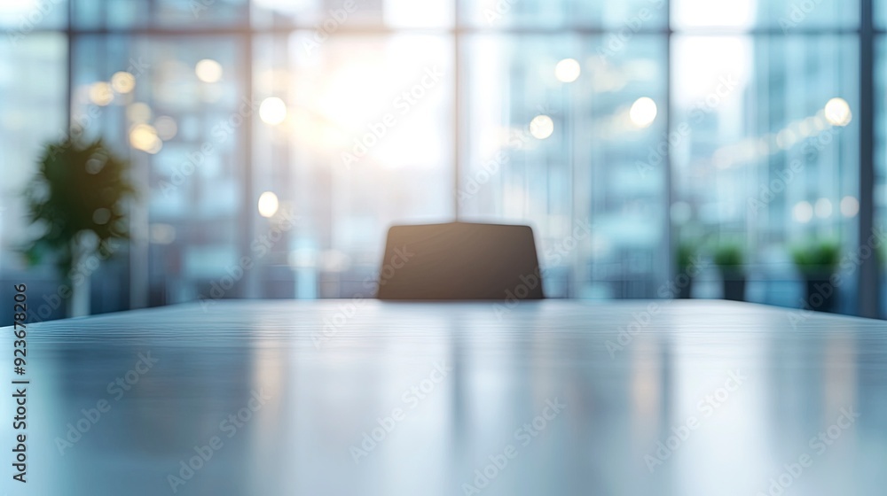 Table with a blurred office background, designed for effective advertising and presentations of business products. Generative ai Table with a blurred office background, designed for effective advertising and presentations of business products. Generative ai