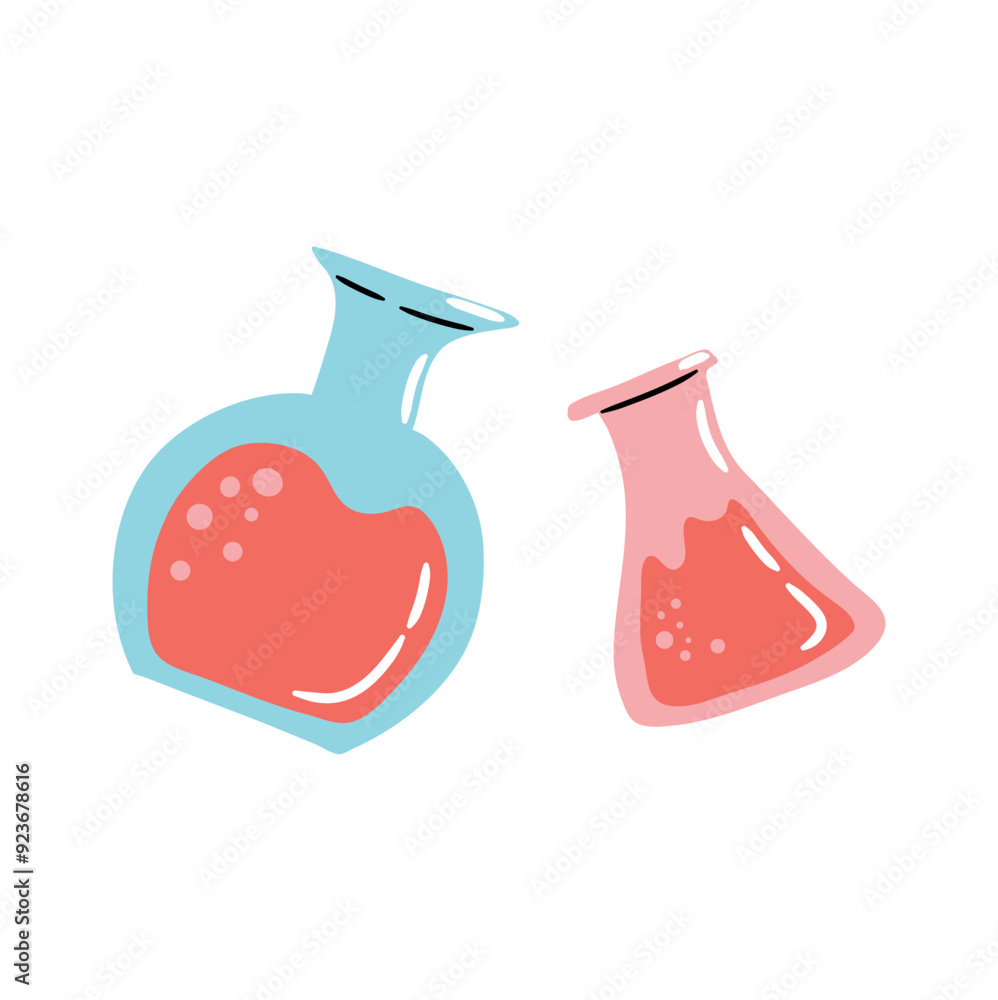 A test tube with liquid. Chemical reaction. Laboratory test tubes. Vector illustration A test tube with liquid. Chemical reaction. Laboratory test tubes. Vector illustration