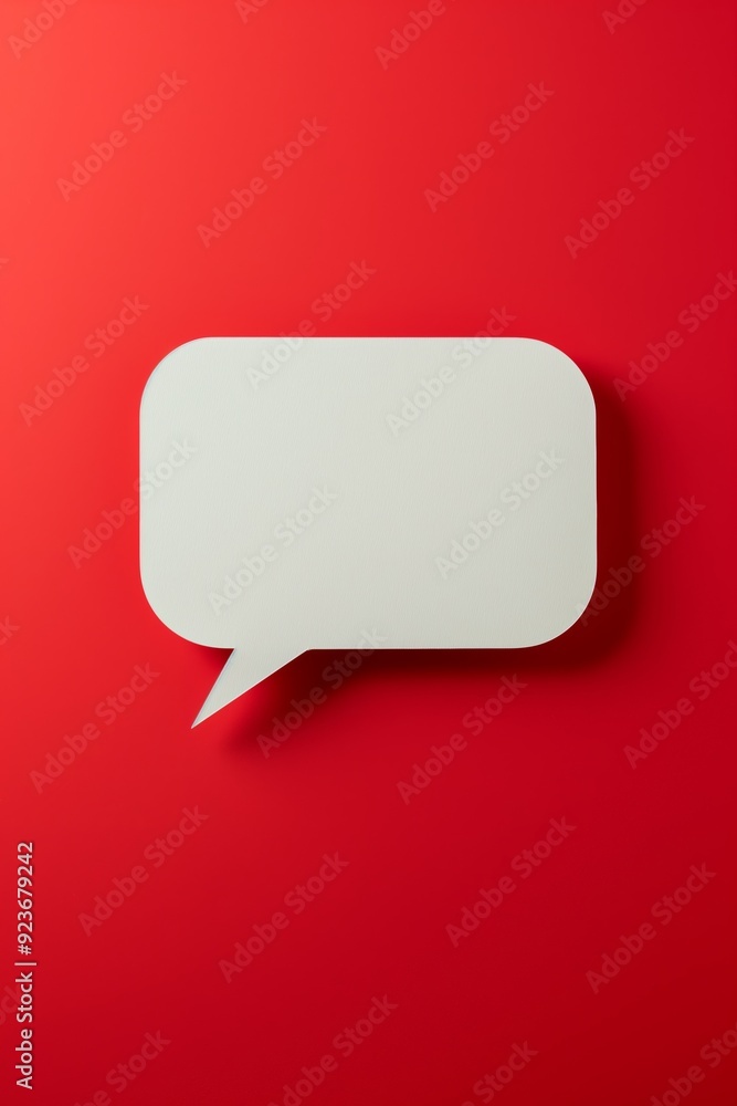 A white speech bubble is on a red background. Concept of communication and connection, as the speech bubble represents a message or conversation A white speech bubble is on a red background. Concept of communication and connection, as the speech bubble represents a message or conversation