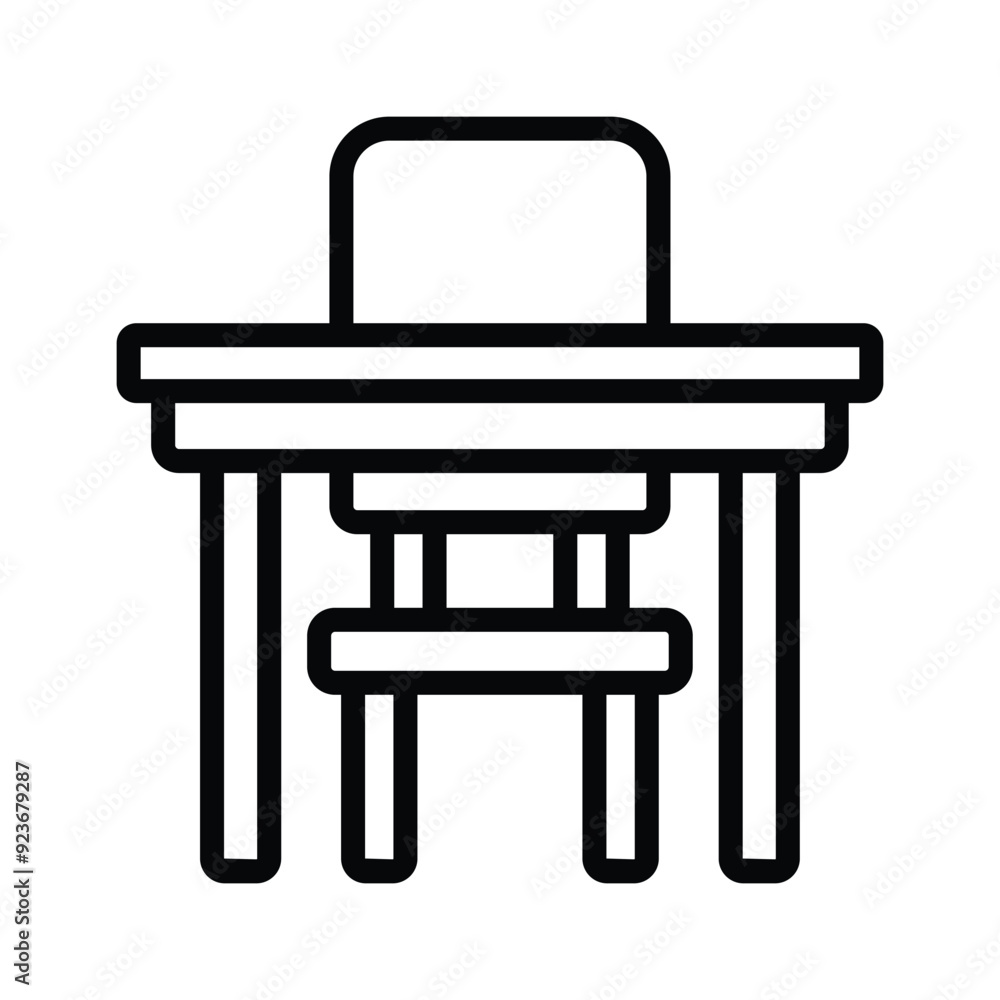 School table and chair icon design in modern style School table and chair icon design in modern style
