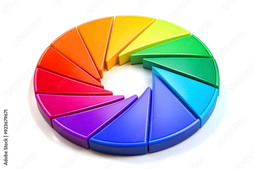 Obraz premium Top view of statistics presentation with pie chart abstract colorful rainbow from segments