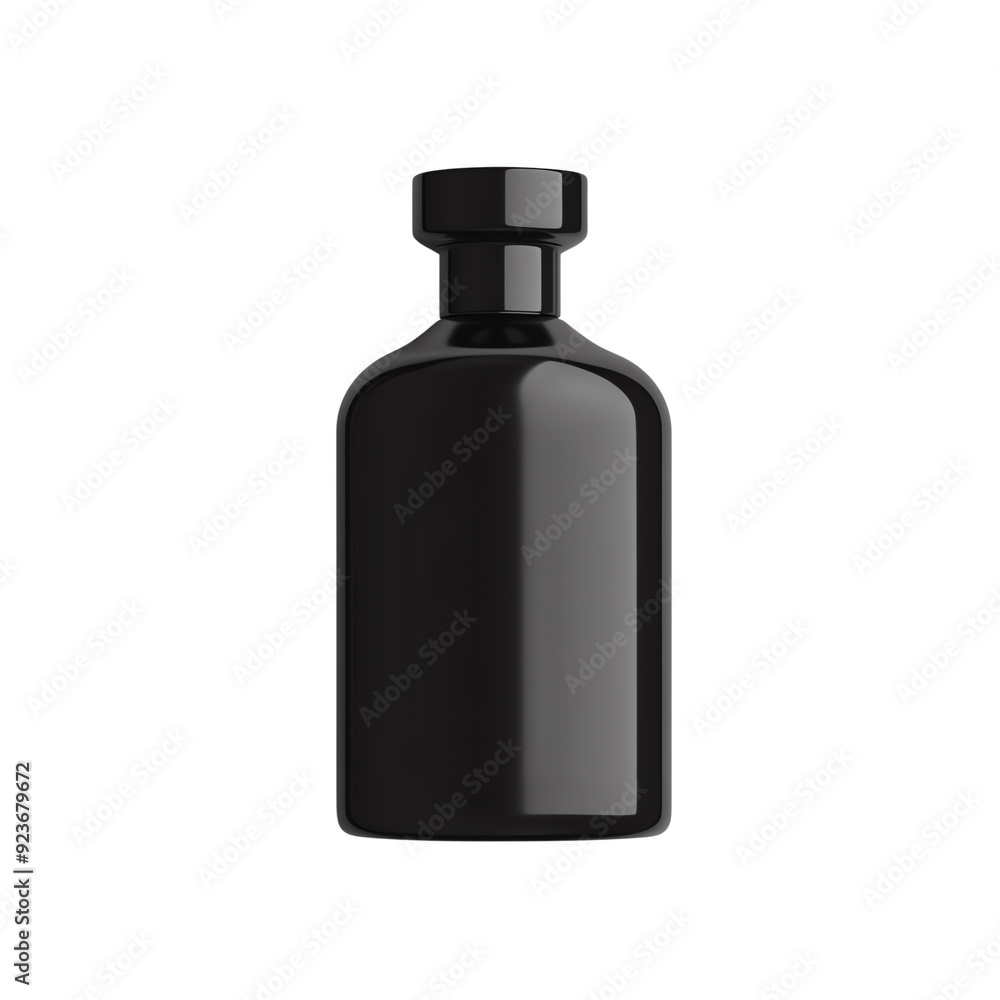 Sleek black perfume bottle isolated on white background. Minimalist design, luxury fragrance packaging, modern glass container. Sleek black perfume bottle isolated on white background. Minimalist design, luxury fragrance packaging, modern glass container.