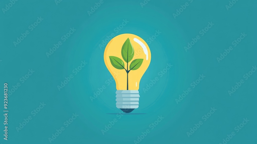 Light bulb with growing plant inside, idea and growth concept, flat design illustration Light bulb with growing plant inside, idea and growth concept, flat design illustration