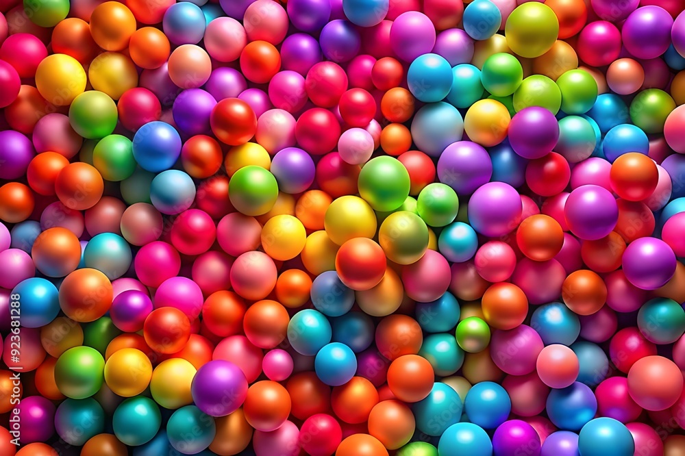 Many colorful big and small random spheres huge pile of colorful matte soft balls in different size Many colorful big and small random spheres huge pile of colorful matte soft balls in different size