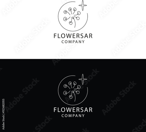 Flower sar Abstract  Elegant Line Drawing Logo