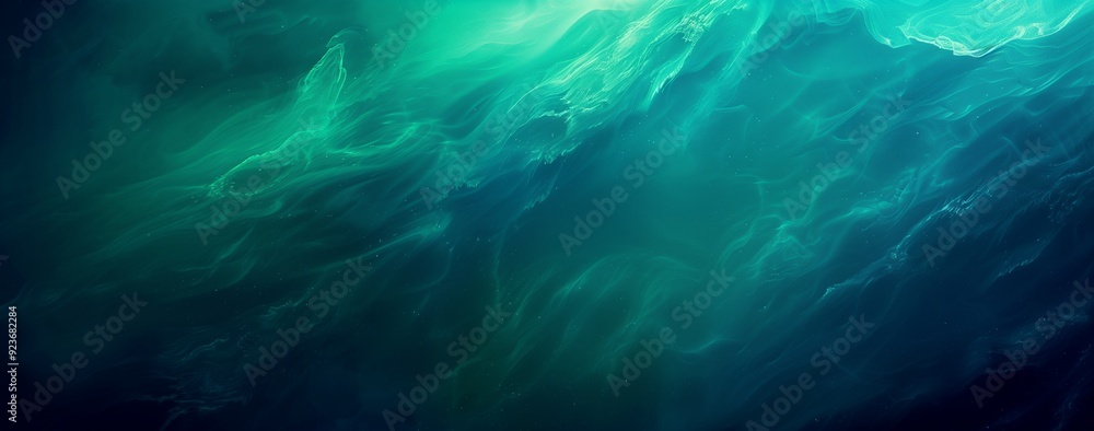 Abstract green and blue background with swirling underwater mist, perfect for creating an ethereal atmosphere in your designs. Abstract green and blue background with swirling underwater mist, perfect for creating an ethereal atmosphere in your designs.