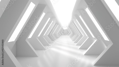 The Captivating Grey White Perspective Geometric Lighting Background: A Visual Delight of Symmetry and Illumination.