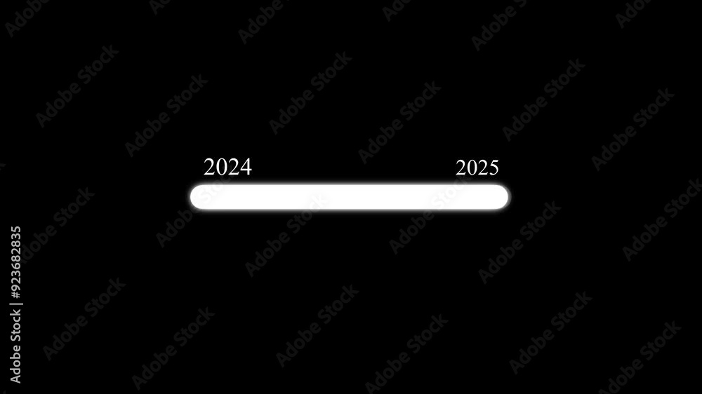 Sign color loading bar from T23 to T24 New Year transition animation. On black background. Sign color loading bar from T23 to T24 New Year transition animation. On black background.