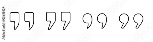 Collection of quote and symbol icon set, on a white background.