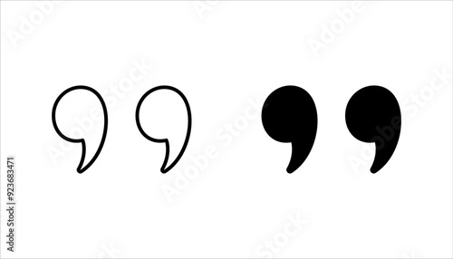 Collection of quote and symbol icon set, on a white background.