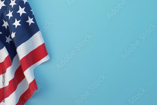 American Flag Corner on Blue Background