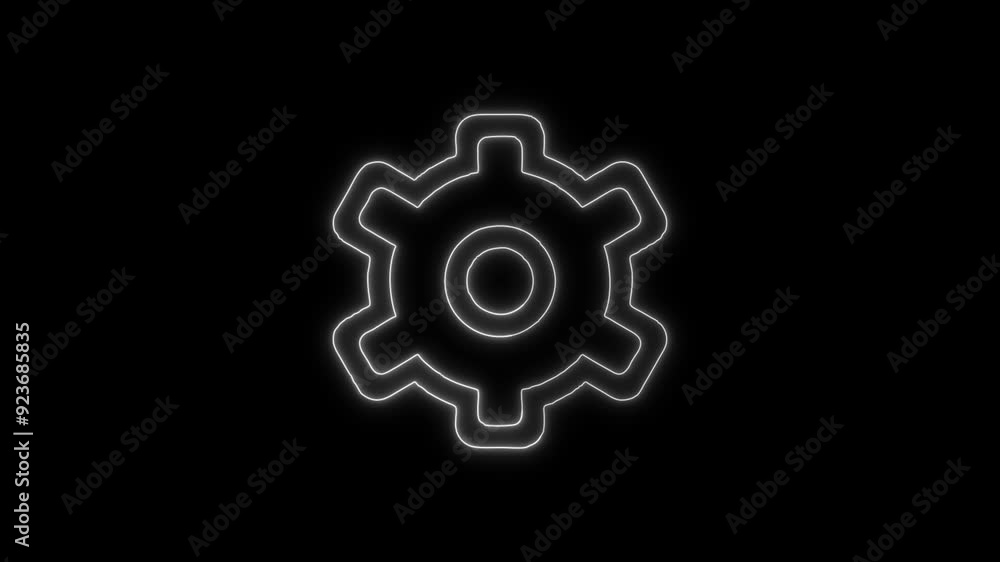 Gear Outlined Icon - 4K Animated Design with Linear Symbol on Black Background Gear Outlined Icon - 4K Animated Design with Linear Symbol on Black Background