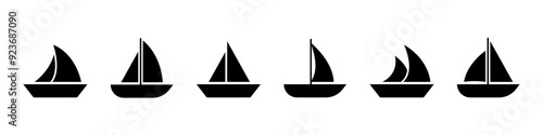 Sailboat icon. Sail boat yacht. Sail vessel vector set. Isolated sailboat icons set.