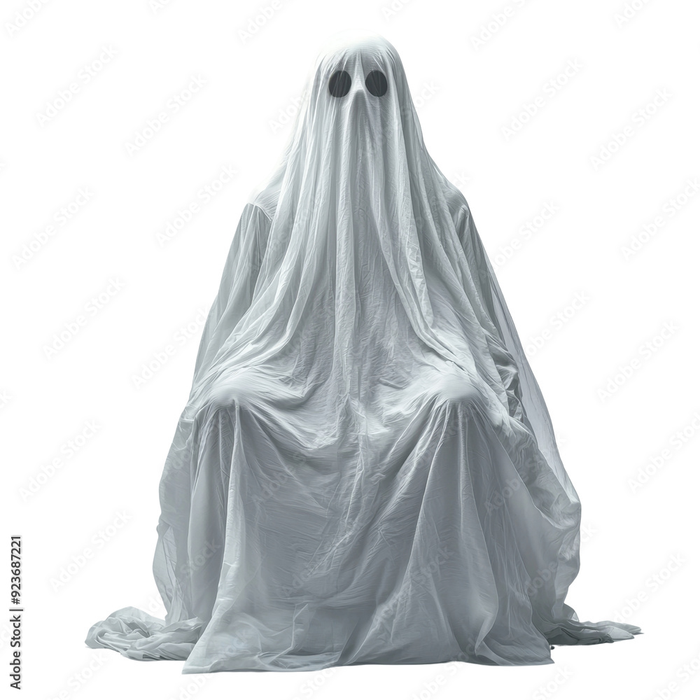 Ghostly Figures Draped in Flowing White Sheets cut out transparent isolated on white background PNG Ghostly Figures Draped in Flowing White Sheets cut out transparent isolated on white background PNG
