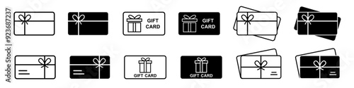 Gift card icon. Present bonus card vector set. loyalty program isolated sign.