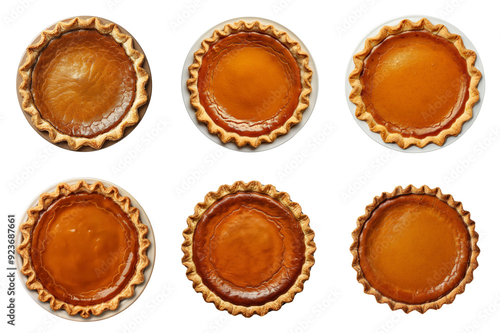 Six Whole Pumpkin Pies in Plates Six Whole Pumpkin Pies in Plates