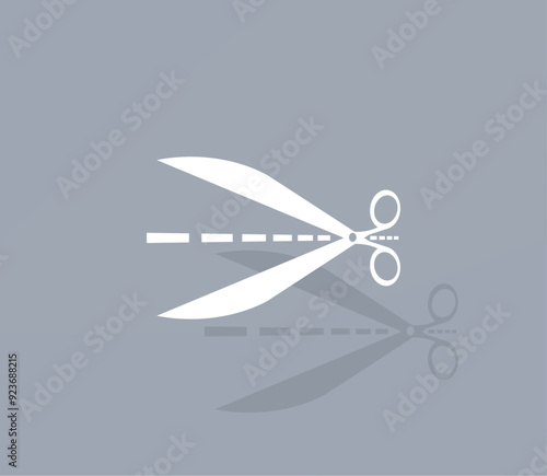 Vector icon of white color with shadow on gray background