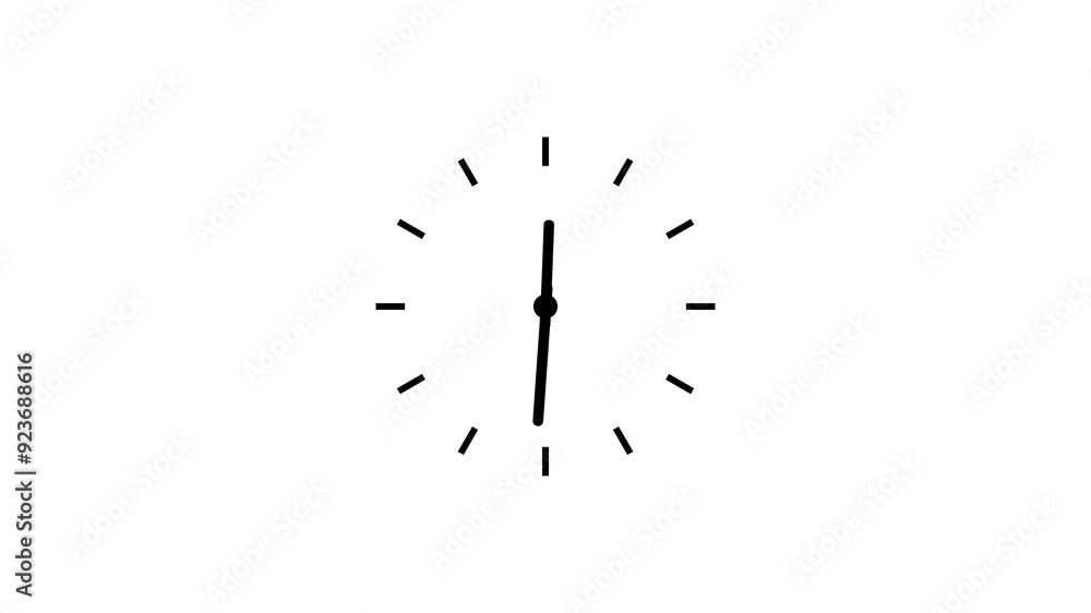 Clock icon with moving 12 hour loop. Clock 4k animation video. Clock icon with moving 12 hour loop. Clock 4k animation video.
