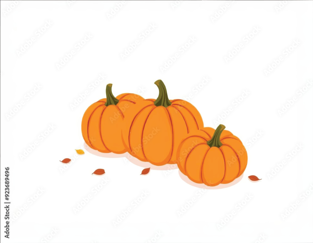 a minimalist illustration of thanksgiving pumpkins with autumn leaves arround it on white background a minimalist illustration of thanksgiving pumpkins with autumn leaves arround it on white background