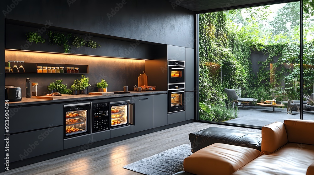 Integrated Smart Kitchen Appliances: A horizontal 16:9 image of a ...
