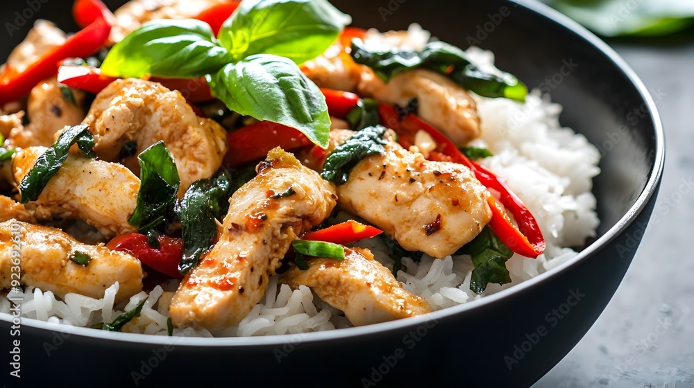 Flavorful Asian Stir-Fry Dish with Chicken,Vegetables and Rice Flavorful Asian Stir-Fry Dish with Chicken,Vegetables and Rice