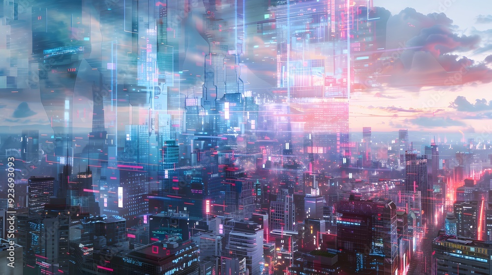 A futuristic cityscape where the very fabric of reality is shaped by the manipulation of video codecs, with buildings and structures glitching and shifting unpredictably A futuristic cityscape where the very fabric of reality is shaped by the manipulation of video codecs, with buildings and structures glitching and shifting unpredictably