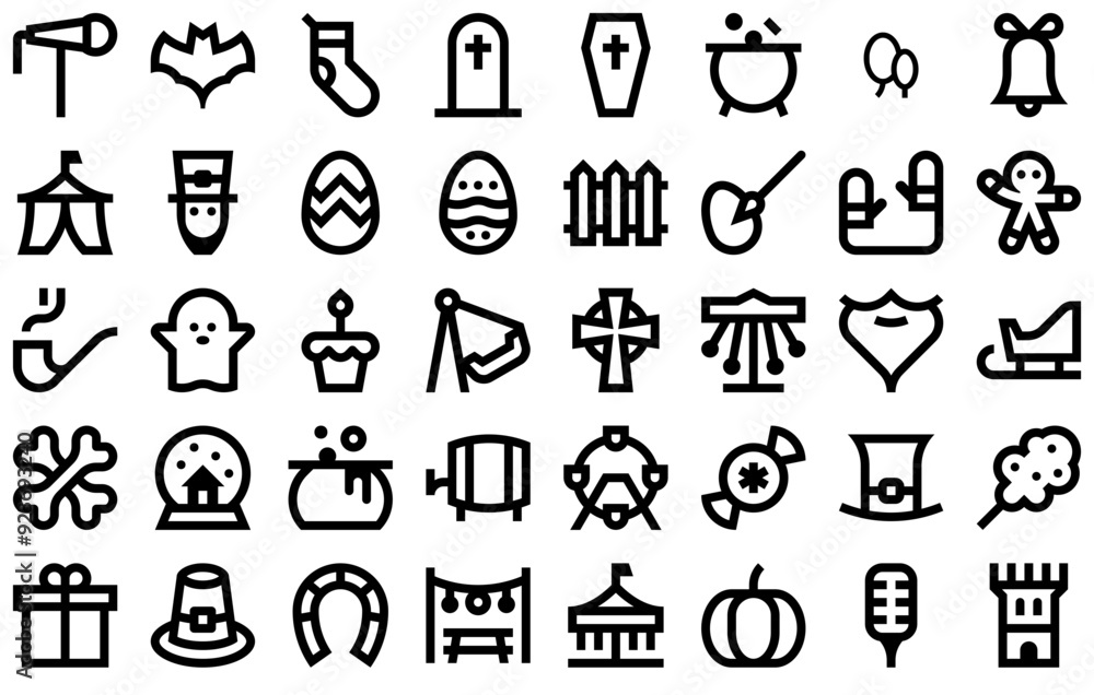 Set Of Linear Holidays Line Icons Collection Isolated Silhouette Solid Icons Including Day,Christmas,Halloween,Holiday,Patricks Simple Black Style Symbol Sign For Apps And Website, Vector Illustration Set Of Linear Holidays Line Icons Collection Isolated Silhouette Solid Icons Including Day,Christmas,Halloween,Holiday,Patricks Simple Black Style Symbol Sign For Apps And Website, Vector Illustration