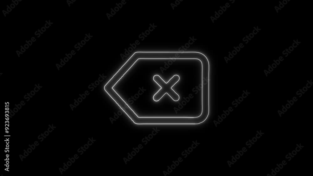 Left Arrow with a Cross Icon - 4K Animated Design with Linear Symbol on Black Background Left Arrow with a Cross Icon - 4K Animated Design with Linear Symbol on Black Background