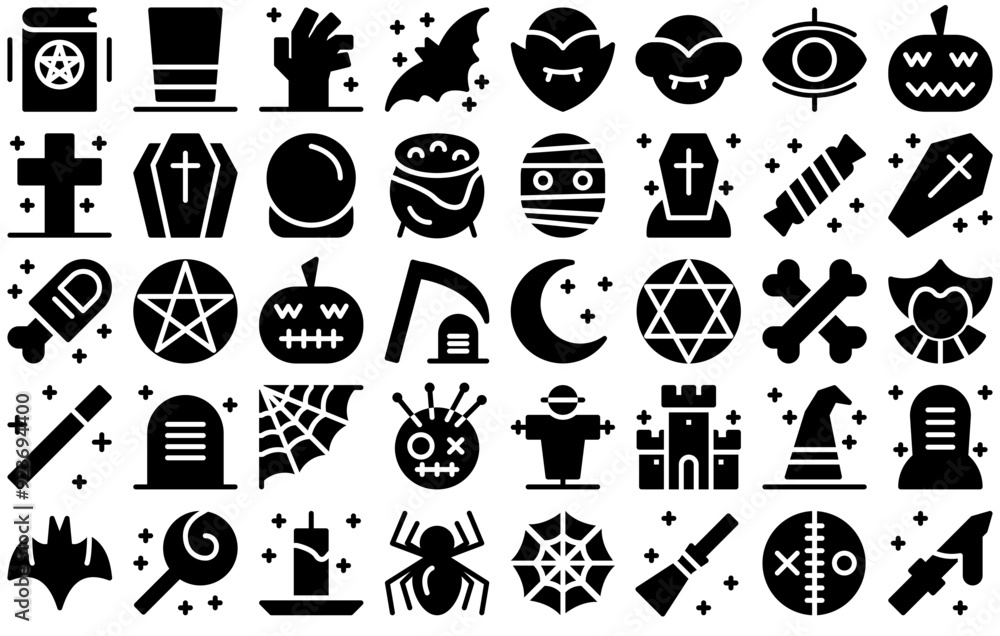 A Collection Of Halloween Solid Vector Symbols Apps, Websites Ui Designs Suitable For Costume,Dead,Ghost,Halloween,Witch Simple Black Style Symbol Sign For Apps And Website, Vector Illustration A Collection Of Halloween Solid Vector Symbols Apps, Websites Ui Designs Suitable For Costume,Dead,Ghost,Halloween,Witch Simple Black Style Symbol Sign For Apps And Website, Vector Illustration
