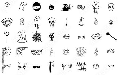 Wallpaper Mural A Collection Of Halloween Doodles Icons Web Header Banner Design Containing Halloween-Doodle,Doodle,Witchcraft,Halloween,Spooky Vector Illustration Linear Pictogram Pack Torontodigital.ca