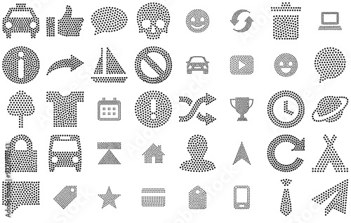 Set Of Linear Filled Dotted Icons Vector Symbols Apps, Websites Ui Designs Suitable For Arrow,Game,Music,Message,Fashion Pictograms And Infographics Design Elements Vector Illustration photo