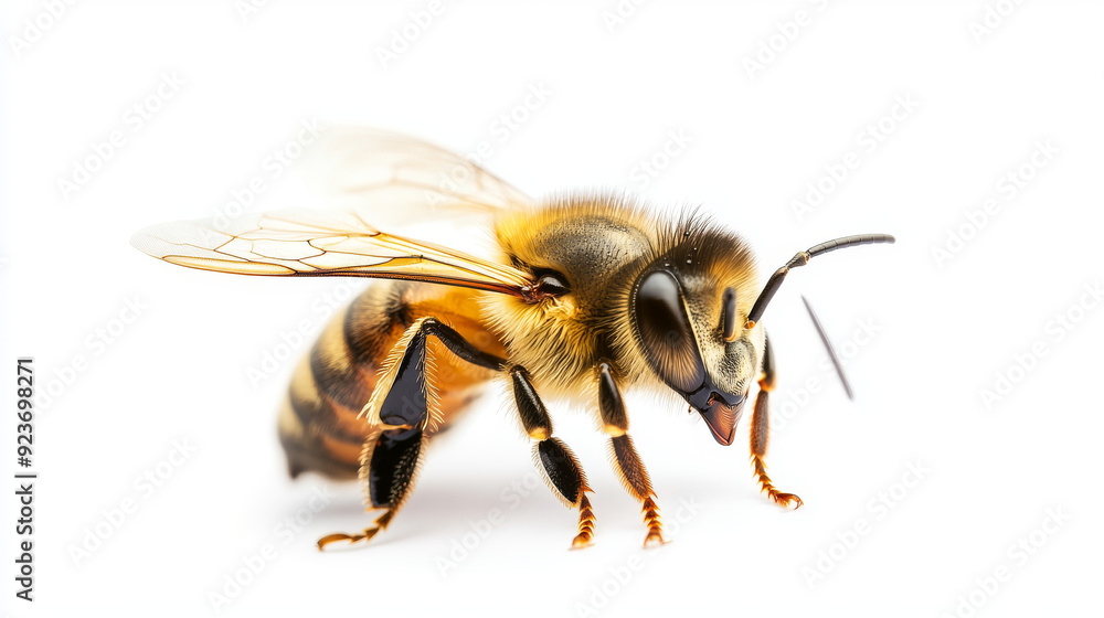 Golden bee isolated against a white background. Golden bee isolated against a white background.