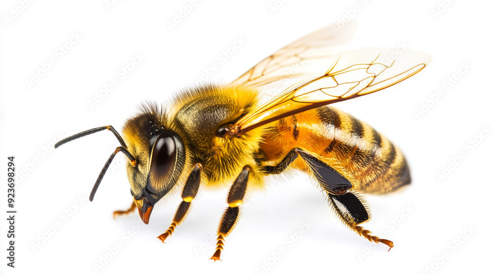 Golden bee isolated against a white background. Golden bee isolated against a white background.
