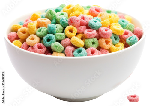 PNG Colorful cereal in white bowl