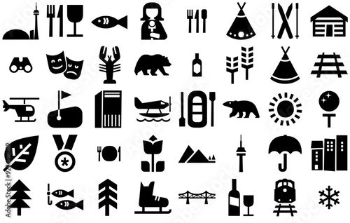 Set Of Explore Canada Icons Web Header Banner Design Containing Canada,Canadian,Tee,Tree,Indigenous Outline Icons Collection. Simple Vector Illustration